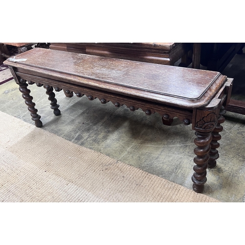 26 - A Victorian oak window seat, length 122cm, depth 25cm, height 47cm