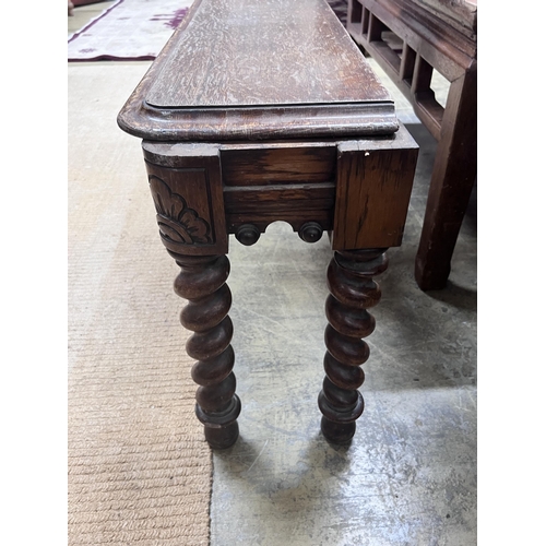 26 - A Victorian oak window seat, length 122cm, depth 25cm, height 47cm