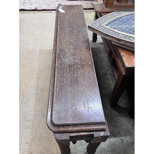 26 - A Victorian oak window seat, length 122cm, depth 25cm, height 47cm