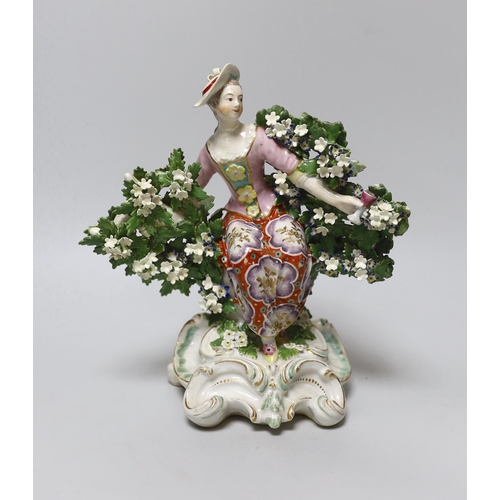 266 - An 18th century Derby figure of a seated lady, 1770s, 22cm