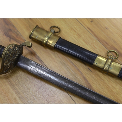 283 - An early 19th century officers dress sword, 98cm long