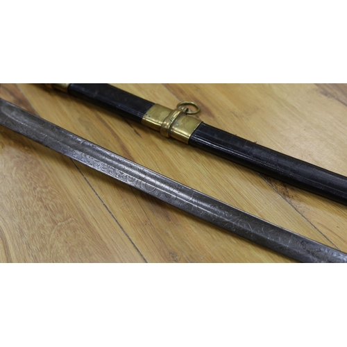 283 - An early 19th century officers dress sword, 98cm long