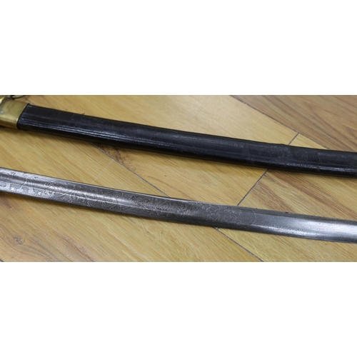 283 - An early 19th century officers dress sword, 98cm long