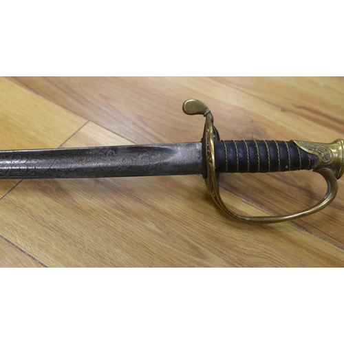 283 - An early 19th century officers dress sword, 98cm long