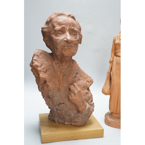 296 - Marcus Cornish (1964-) - Refugee, a terracotta sculpture and one other terracotta sculpture of a... 