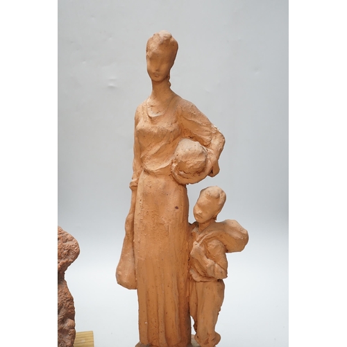 296 - Marcus Cornish (1964-) - Refugee, a terracotta sculpture and one other terracotta sculpture of a... 