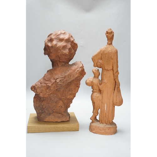 296 - Marcus Cornish (1964-) - Refugee, a terracotta sculpture and one other terracotta sculpture of a... 