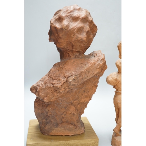 296 - Marcus Cornish (1964-) - Refugee, a terracotta sculpture and one other terracotta sculpture of a... 