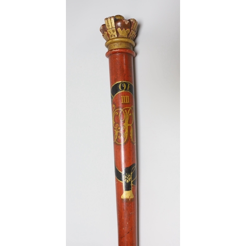 312 - A George IV painted tipstaff, 60.5cm