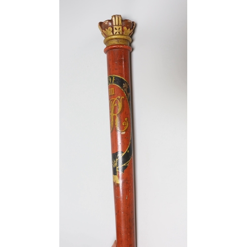 312 - A George IV painted tipstaff, 60.5cm