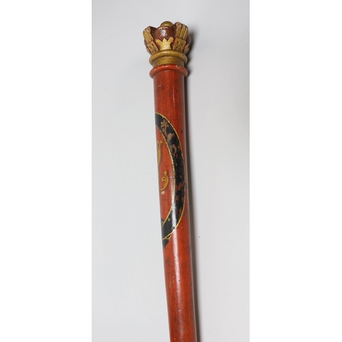 312 - A George IV painted tipstaff, 60.5cm