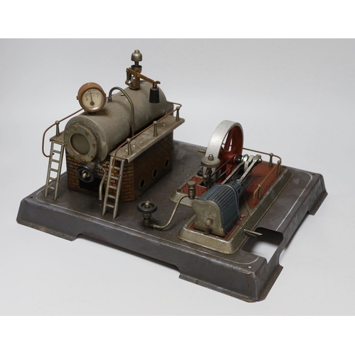 316 - A Gamages single-cylinder steam engine, flywheel diameter 10cm