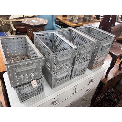 32 - Eight industrial style galvanised metal drawers, width 36cm, depth 21cm, height 21cm