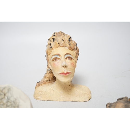 322 - Coral Pearson-Revel (New Zealand) - three works - a painted terracotta head and shoulders of a woman... 