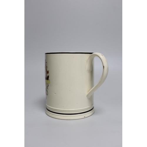 331 - A rare late 18th century creamware cylindrical mug inscribed 'Success to Adml. Nelson, 14cm high... 