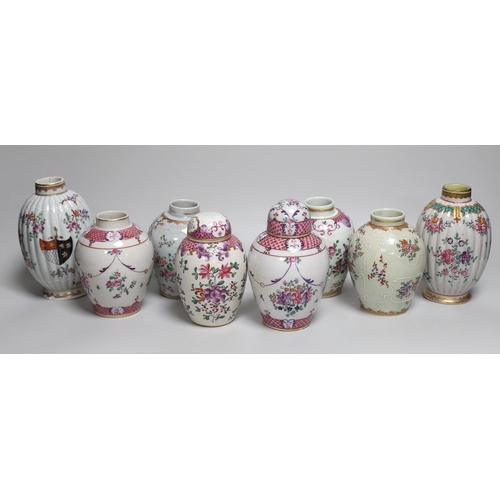 336 - Eight Paris porcelain jars and two covers, in imitation of Chinese export to porcelain, Tallest 14cm... 