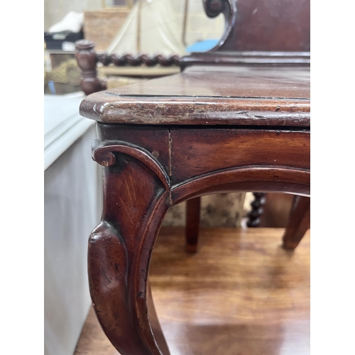 34 - A Victorian mahogany hall chair, height 90cm