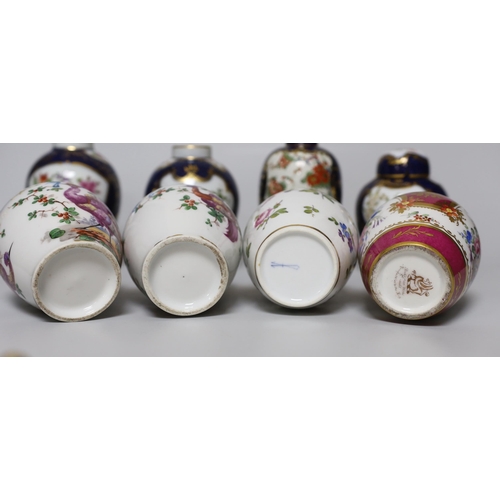 344 - A group of Paris porcelain tea canisters in imitation of Worcester and Sevres, tallest 13.5cm, toget... 