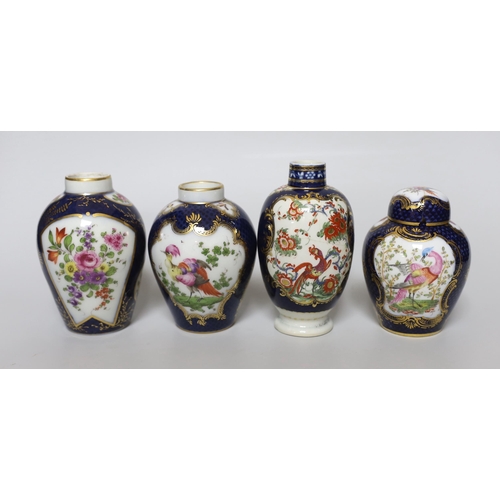 344 - A group of Paris porcelain tea canisters in imitation of Worcester and Sevres, tallest 13.5cm, toget... 