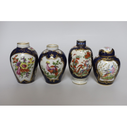 344 - A group of Paris porcelain tea canisters in imitation of Worcester and Sevres, tallest 13.5cm, toget... 