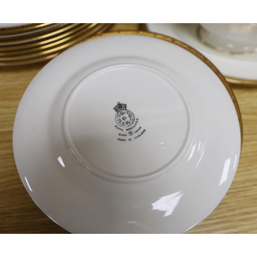 360 - Royal Worcester Chancellor porcelain dinner service including side plates, soup bowls and sauce boat... 