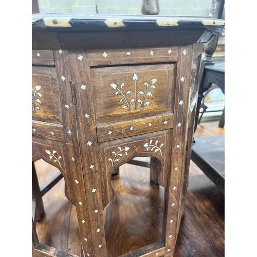 38 - An Indian octagonal bone inlaid hardwood occasional table, width 51cm, height 52cm