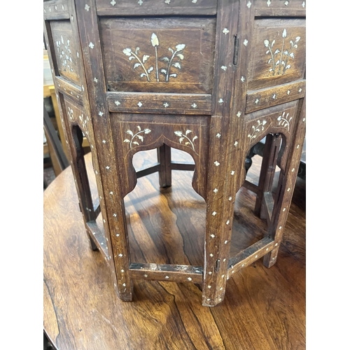 38 - An Indian octagonal bone inlaid hardwood occasional table, width 51cm, height 52cm