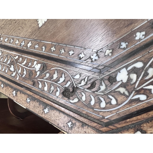 38 - An Indian octagonal bone inlaid hardwood occasional table, width 51cm, height 52cm