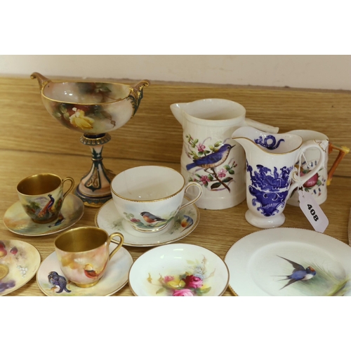 408 - A large group of  late 19th/early 20th century Royal Worcester  tea wares, (some damage) including a... 