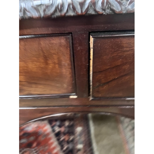 45 - A Chippendale revival mahogany kneehole dressing table, width 106cm, depth 58cm, height 76cm