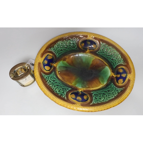 461 - A small oval lacquered brass carriage timepiece retailed by Mappin and Webb together with an oval ma... 