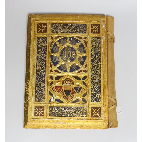 473 - ° ° An 18th century European gilt and painted book cover, 29x21cm