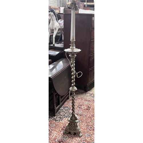 50 - An Italian style cast metal standard lamp, height 165cm