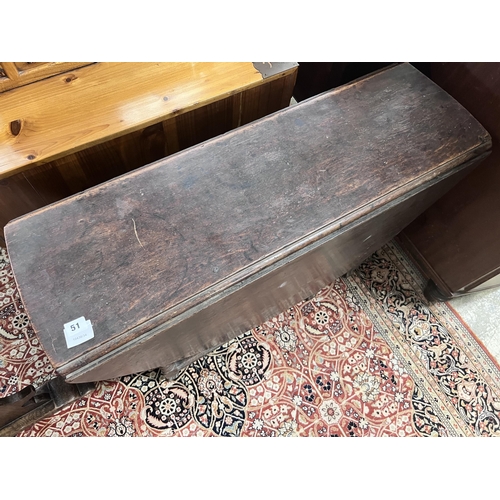 51 - A small 18th century oak gateleg table, width 97cm, depth 32cm, height 70cm