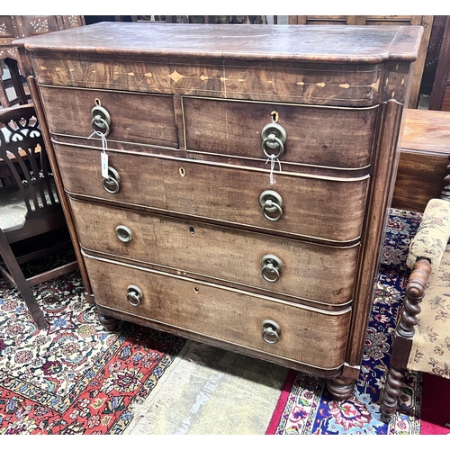 54 - A Regency inlaid mahogany bow front chest, width 108cm, depth 48cm, height 115cm