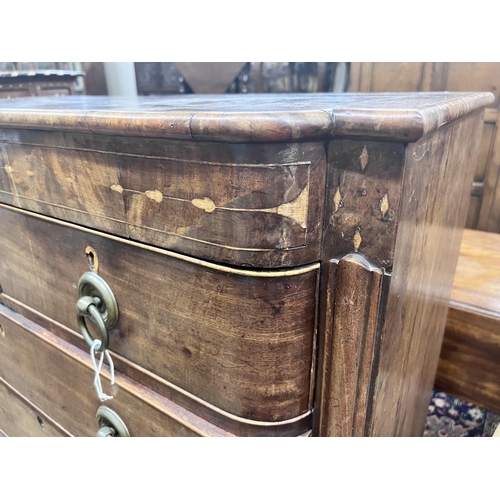 54 - A Regency inlaid mahogany bow front chest, width 108cm, depth 48cm, height 115cm