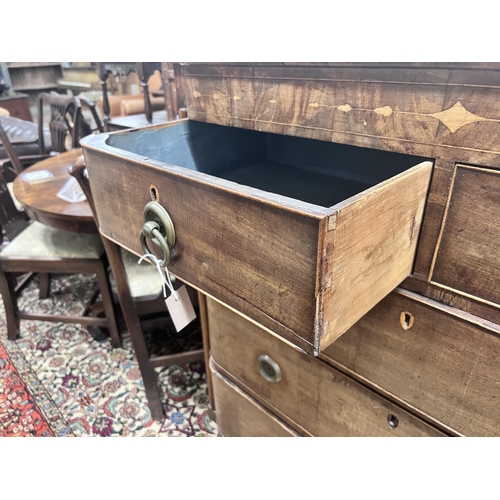 54 - A Regency inlaid mahogany bow front chest, width 108cm, depth 48cm, height 115cm