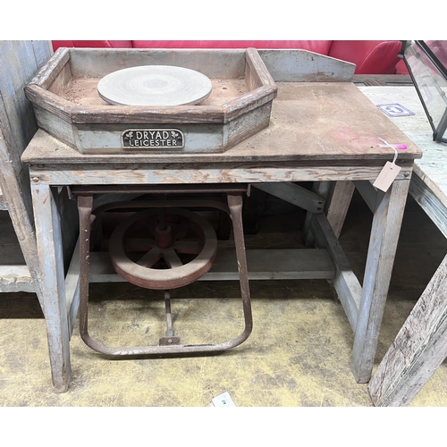 61 - A vintage treadle potter's wheel by Dryad, Leicester, width 94cm, depth 49cm, height 94cm