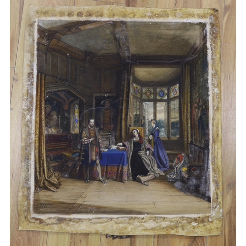 661 - John Edmund Buckley (1820-1884), watercolour, Anne Boleyn in her chamber, signed and dated 1867, 60 ... 