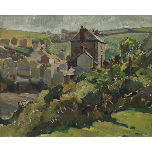 666 - James Edward Duggins (1881-1968), oil on board, 'Port Isaac', inscribed verso, 32 x 39 cm