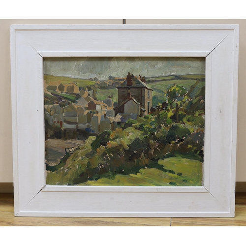 666 - James Edward Duggins (1881-1968), oil on board, 'Port Isaac', inscribed verso, 32 x 39 cm