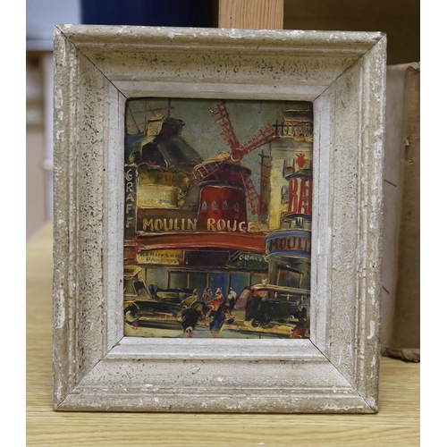 672 - Maurice Legendre (1878-1955), oil on board, Moulin Rouge, signed, 18 x 14 cm