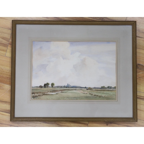 682 - Percy Lancaster (1878-1951), watercolour, near Lincoln, signed, 34 x 49 cm