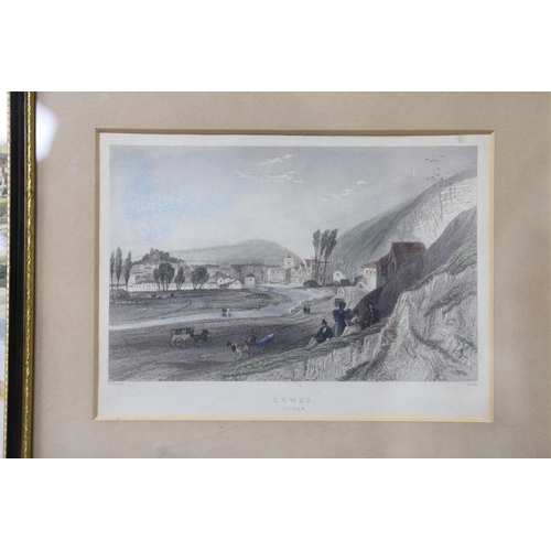 688 - A collection of coloured and black and white engravings of Hastings, Lewes and environs