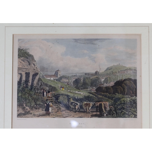 688 - A collection of coloured and black and white engravings of Hastings, Lewes and environs