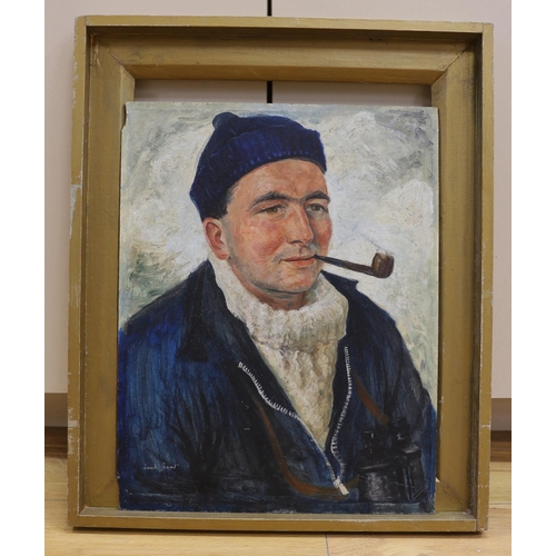 707 - Jack Bent, oil on hardboard, portrait of a sailor, signed, 44 x 36cm