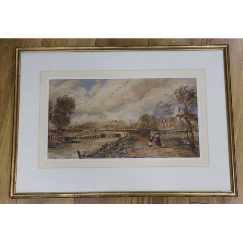 709 - David Cox Junior (1805-1889), Watercolour, Norwich, signed, 23.5 x 43cm