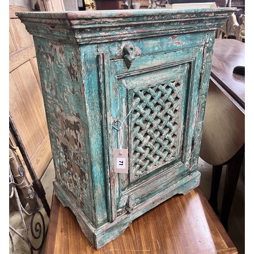 71 - An Indian painted wall cabinet, width 50cm, depth 30cm, height 60cm