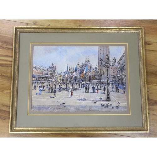 722 - Attributed to Edward Darley Boit (American, 1840-1915) watercolour, 'St. Marks Square, Venice', si... 