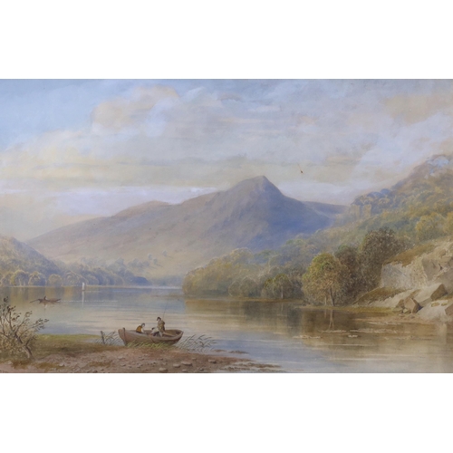 726 - Charles Pearson (1805-1891), pair of watercolours, Cattle watering and Rowing boat on a lake, signed... 